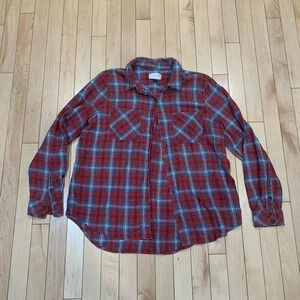 Plaid button down red size medium 100% cotton